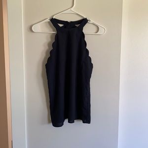 Scalloped Neckline Halter Tank